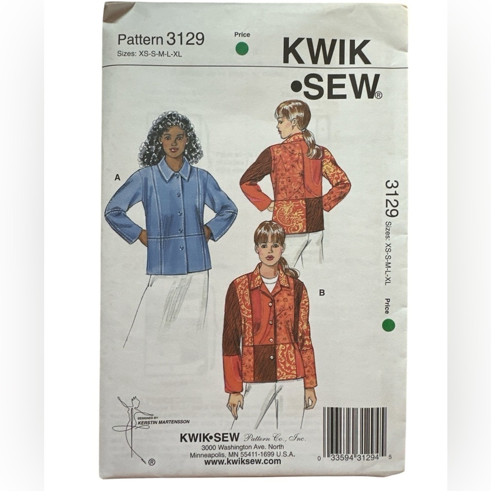 Vintage Y2K, uncut, factory folded Kwik Sew Pattern 3129 XS - Xl
